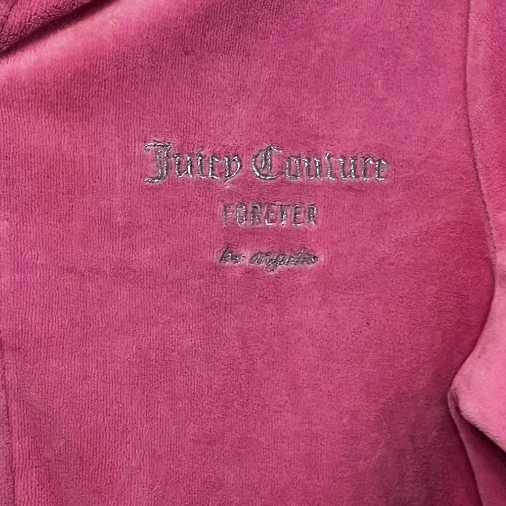 Juicy Couture‎ Forever 21 Pink Velour Rhinestone Zip Up Hoodie Y2K Medium - Picture 3 of 10